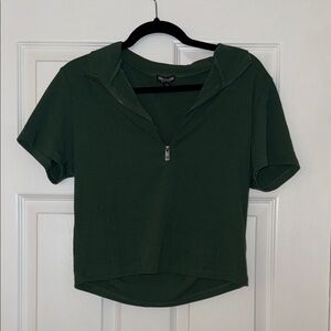 True Religion - Ribbed Zip-Up Crop Top